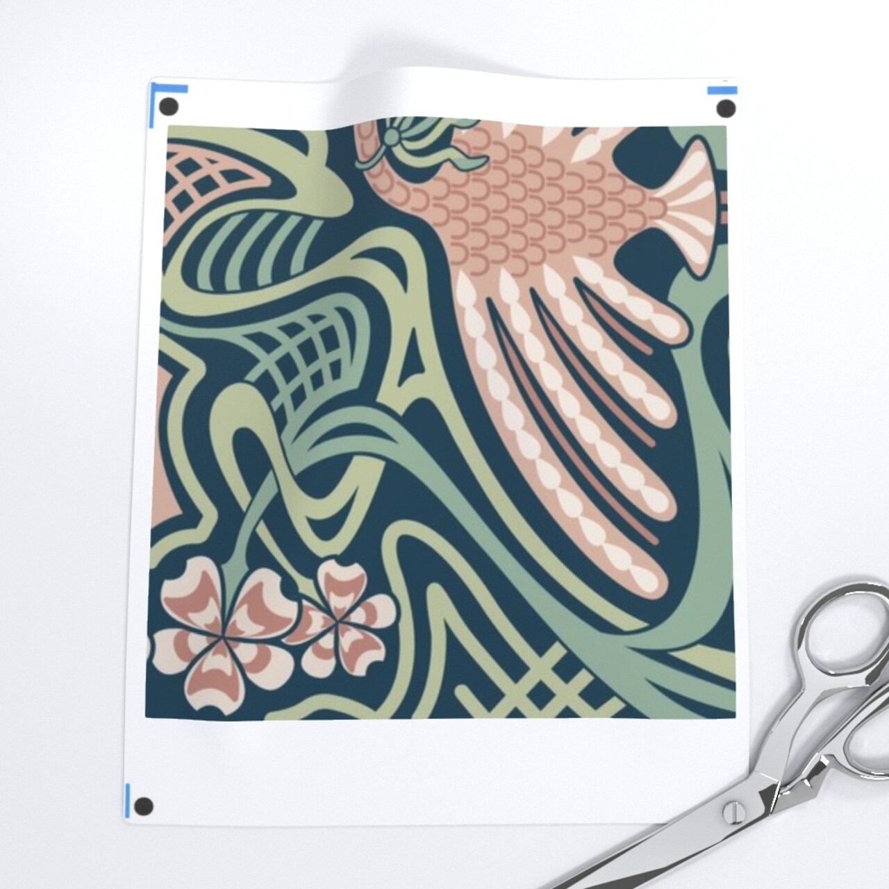 Art Nouveau Crane Green Pink Deco Mint Mauve Emerald Large Scale Custom Removable Wallpaper by Spoonflower Peel & Stick Wallpaper 2FT Wide